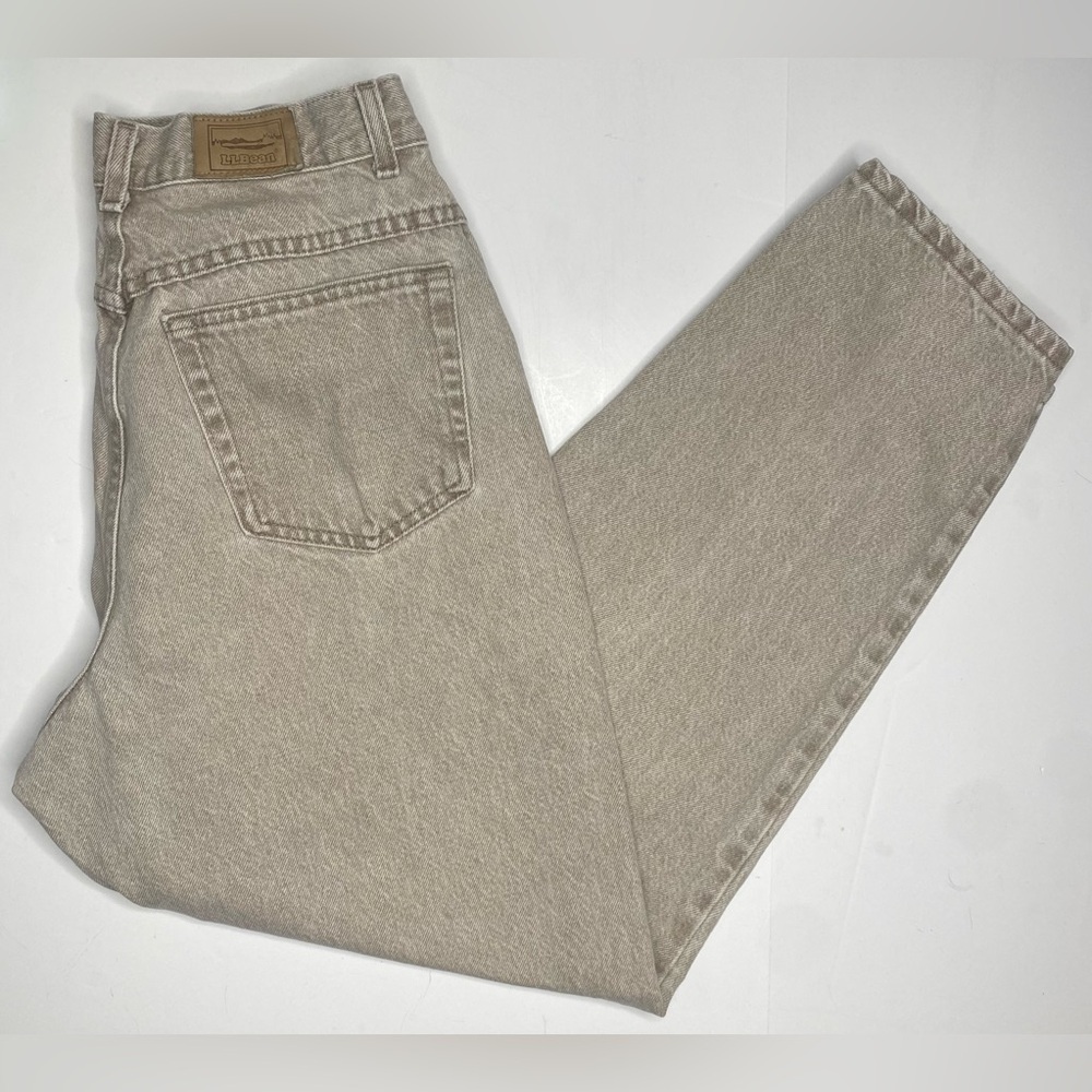 Vintage L.L. Bean Tan Denim Wash Tapered Mom Jeans Sz 28